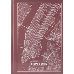 Книга-канцелярська А4 96арк. кліт. "Maps New York" рожево-коричнева 8422-543-A/Axent