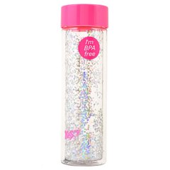 Пляшка для води пластик "Yes" Sparkle 570мл кришка рожева 707006 з блискітками