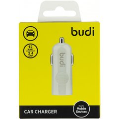 Зарядний пристрій авто Budi №M8J062-WHT 12W 2.4A USB white/Breidon/