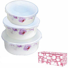 Набір салатників "Рожева орхідея" (3 шт) з кришкою 30053-61099 / S & T