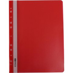 Папка-швидкозшивач Economix E31508-03 А4 з перфорацією рифлена прозорий верх червона