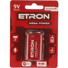 Батарейка Etron Mega Power Алкалайнових 6LR61 / 1bl 9 V крона (12)
