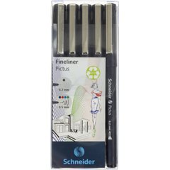 Набір лінерів "Schneider" №S197595 Pictus 5шт. 0,5 чорний,черв.,синій,зелений,0,2 мм чорний