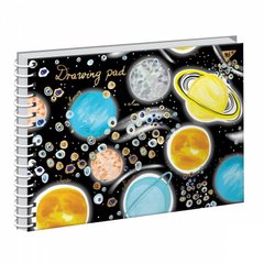 Альбом для малювання на пружині 20/100 A4 "Cosmic system" софт-тач+фольга золото 130480/Yes