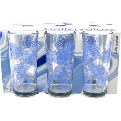 Набір стаканів скло "Фантазія блакитна" (6шт) 230мл №86004017blue/Галерея/(6)