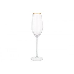 Келих скло "Monica" 230мл (шампанське) з золотим кантом №579-213/Bonadi/(4)(24)