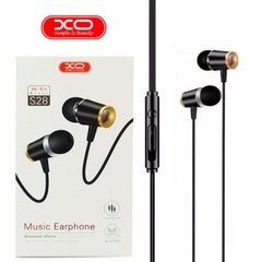 Навушники вакуумні XO S28 (гарнітура) black+мікрофон