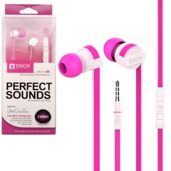 Навушники вакуумні Yison CX390 (гарнітура+регулятор гучності) pink+мікрофон