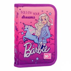 Пенал "Yes" Barbie тв.,одинар.,з 2 клап.,бузковий №HP-04/533065(48)
