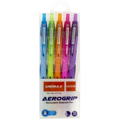 Набір ручок авт. кульк. "Unimax" №UX-140-20 Aerogrip-3 5 кольор.,асорті(20)
