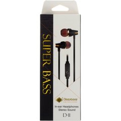 Навушники вакуумні Deepbass D-11 (гарнітура) black+мікрофон