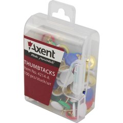 Кнопки "Axent" (100 шт) кольорові у пластиковому контейнері (10) №4214