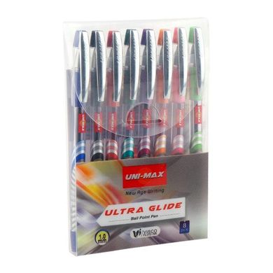 Набір ручок кульк. "Unimax" №UX-116-20 Ultraglide 8кольор. (20)