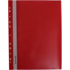 Папка-швидкозшивач Format F38504-03 А4 з перфорацією рифлена прозорий верх червона